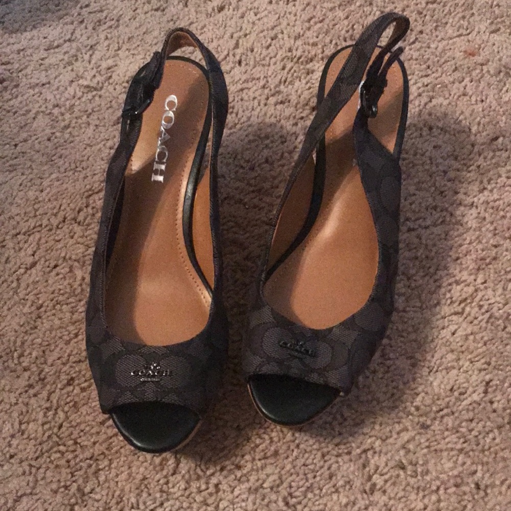 NWOT - Coach Black Wedges size 6.5